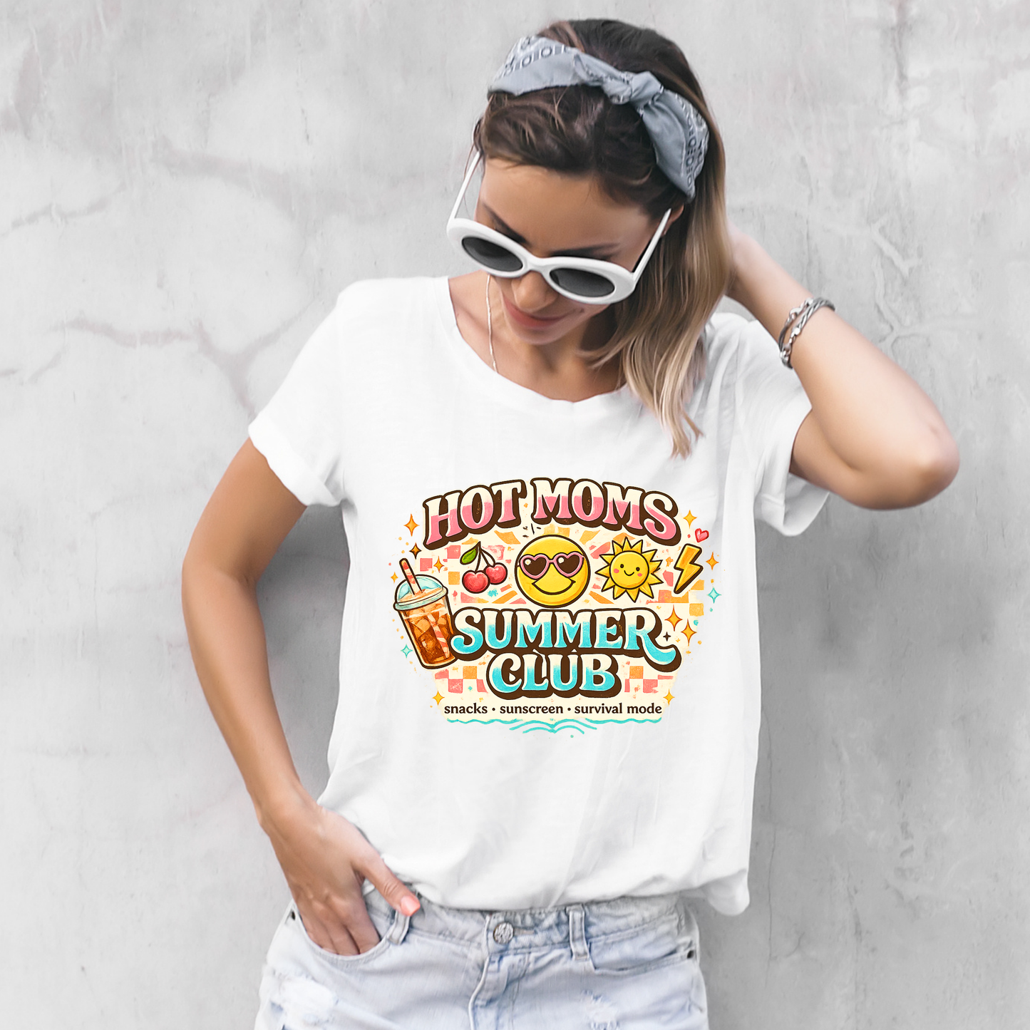 Hot Moms Summer Club Graphic Tee | Funny Summer Mom Shirt | Cute Trendy Mama T-Shirt | Summer Vacation Tee Kendra's Self-Made Originations