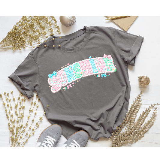 Sunshine Graphic Tee | Cute Coquette Summer Shirt | Girly Pastel Summer T-Shirt | Aesthetic Bow Tee for Women Kendra's Self-Made Originations