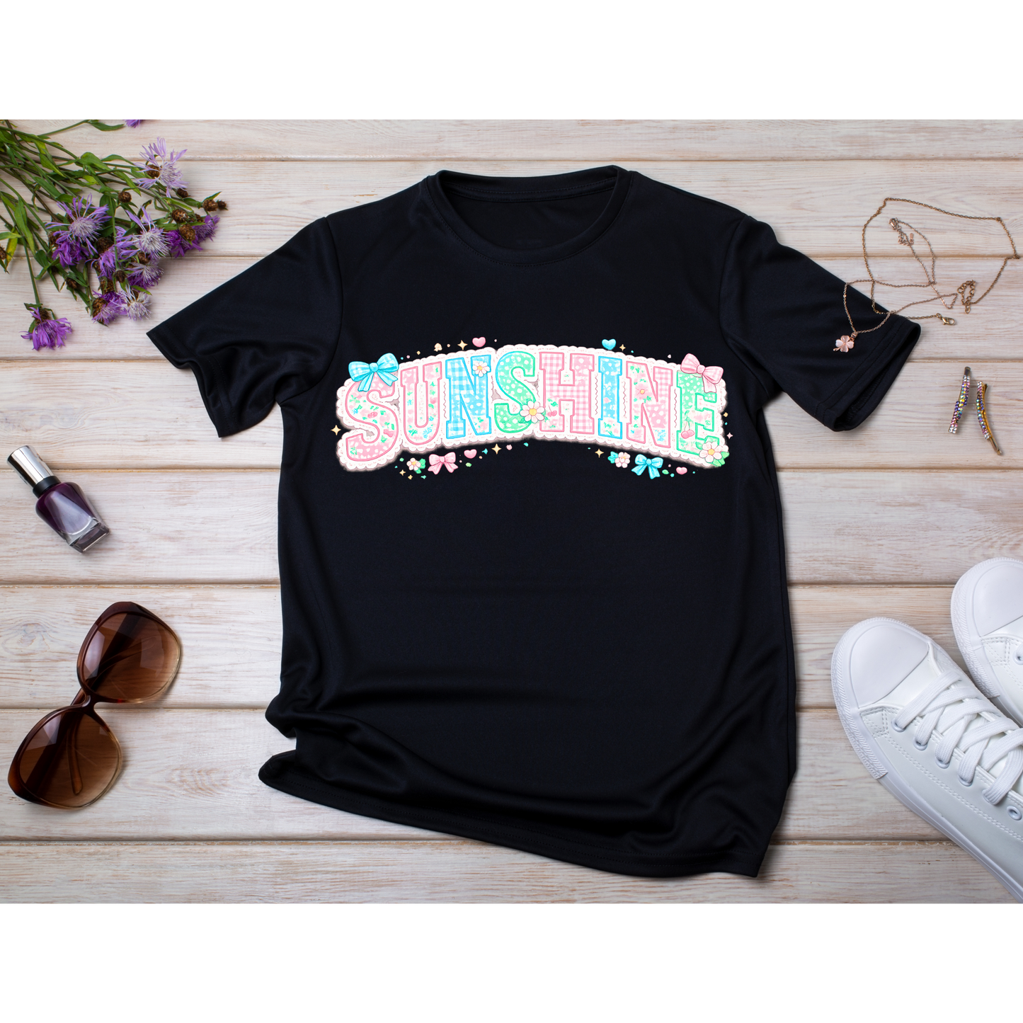 Sunshine Graphic Tee | Cute Coquette Summer Shirt | Girly Pastel Summer T-Shirt | Aesthetic Bow Tee for Women Kendra's Self-Made Originations