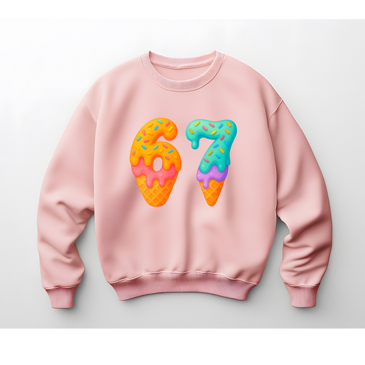 🍦 Ice Cream Drip “67” Sweatshirt Kendra's Self-Made Originations