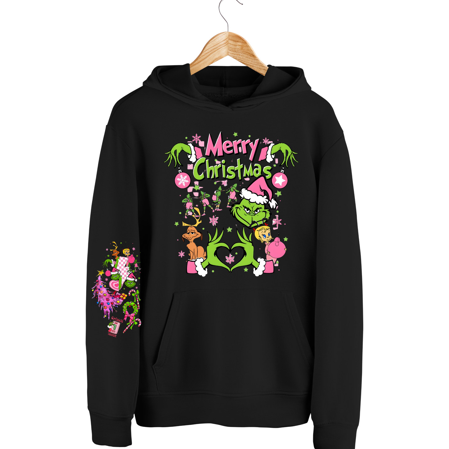 💚🎄 Merry Christmas Grinch Crewneck & Hoodie – Pink & Green Edition Kendra's Self-Made Originations