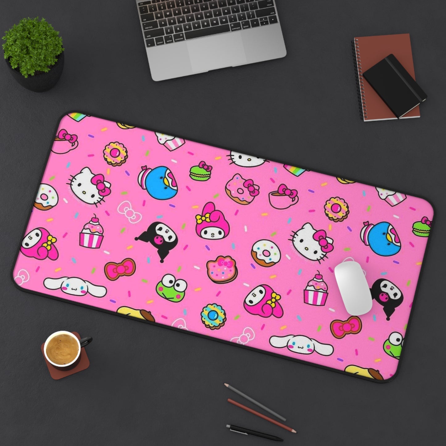 Pink Kawaii Desk Mat — Hello Kitty & Sanrio Characters Pattern Printify