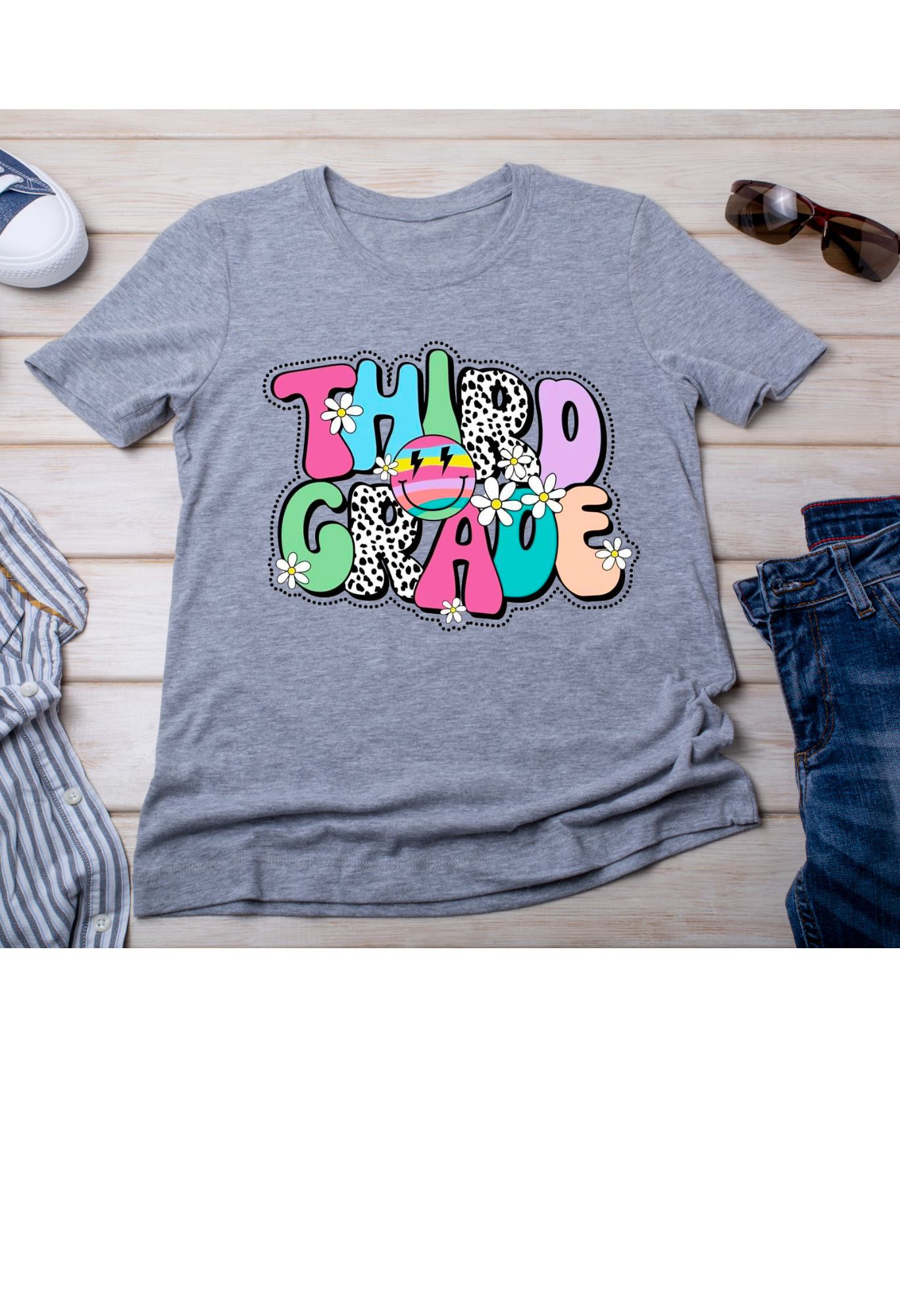 bright and playful “Third Grade” shirt! Kendra's Self-Made Originations