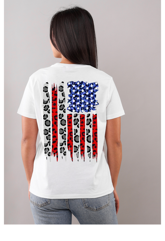 Leopard American Flag Shirt, Patriotic Shirt Kendra's Self-Made Originations