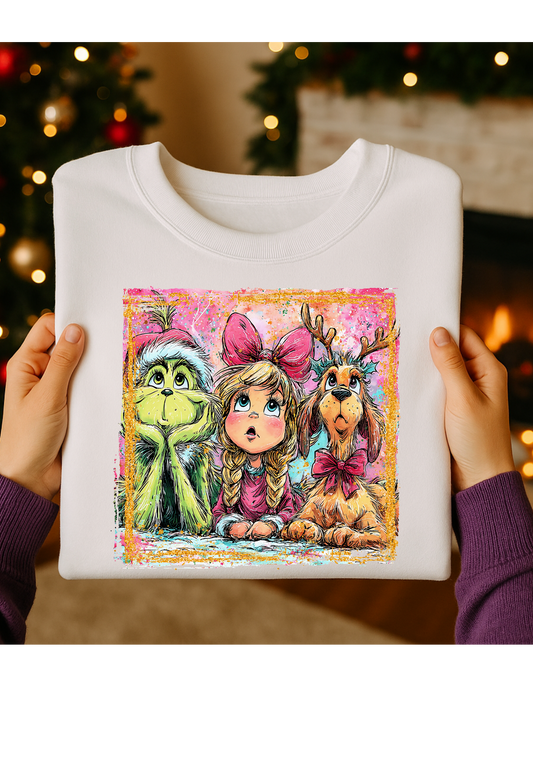✨ Grinch, Cindy Lou & Max – Cozy Christmas Crewneck ✨