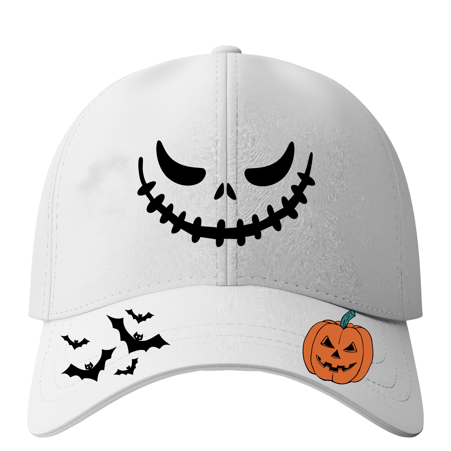 🧢 Spooky Pumpkin & Bat Halloween Hat – Skeleton Smile Design Kendra's Self-Made Originations