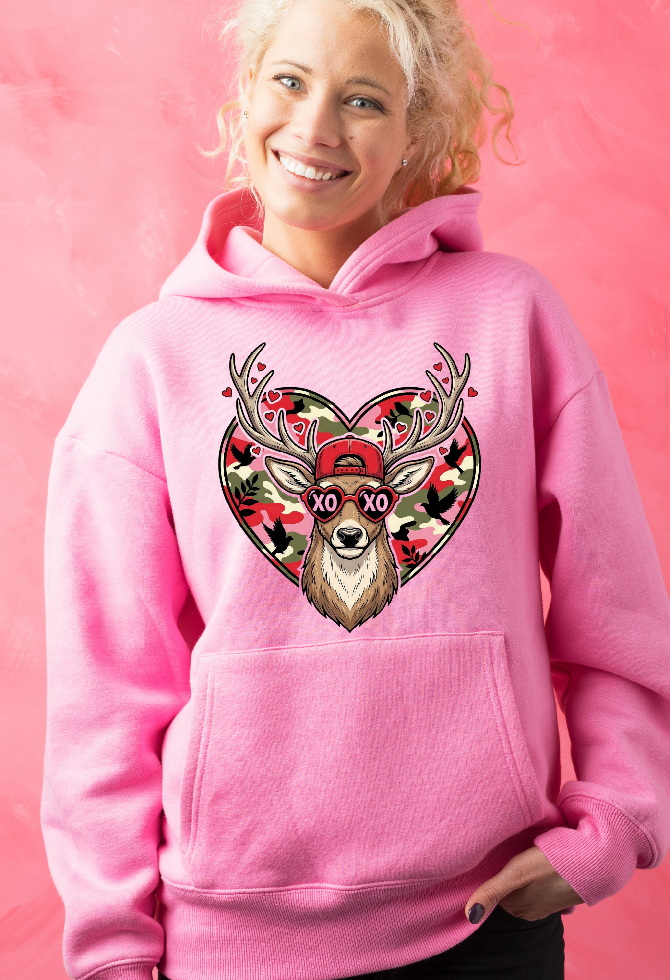 🦌💖 Valentine Deer XO Hoodie Kendra's Self-Made Originations