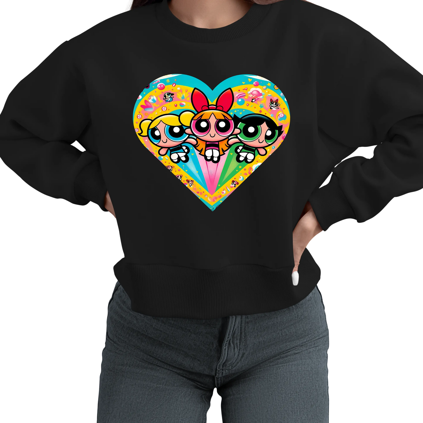 🌈💖 Powerpuff Girls Heart Sweatshirt 💖🌈 Kendra's Self-Made Originations
