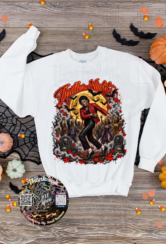 Thriller Night Halloween Shirt | Spooky Dance Graphic Tee & Crewneck | Retro Halloween Horror Sweatshirt Kendra's Self-Made Originations