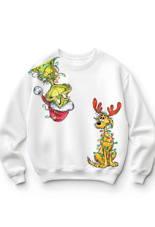 ✨ Grinch & Max Christmas Lights Sweatshirt — Holiday Must-Have! ✨