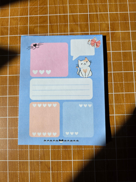 handmade cat-themed notepad