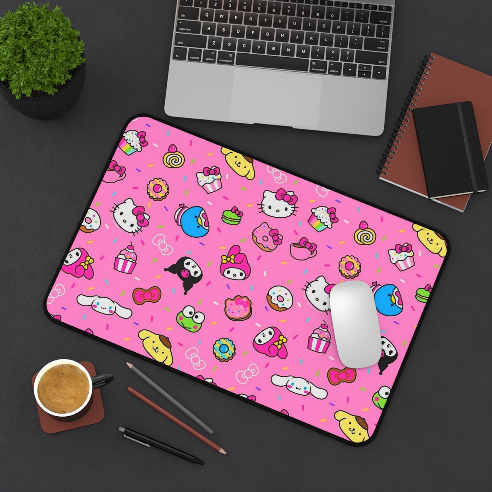 Pink Kawaii Desk Mat — Hello Kitty & Sanrio Characters Pattern Printify