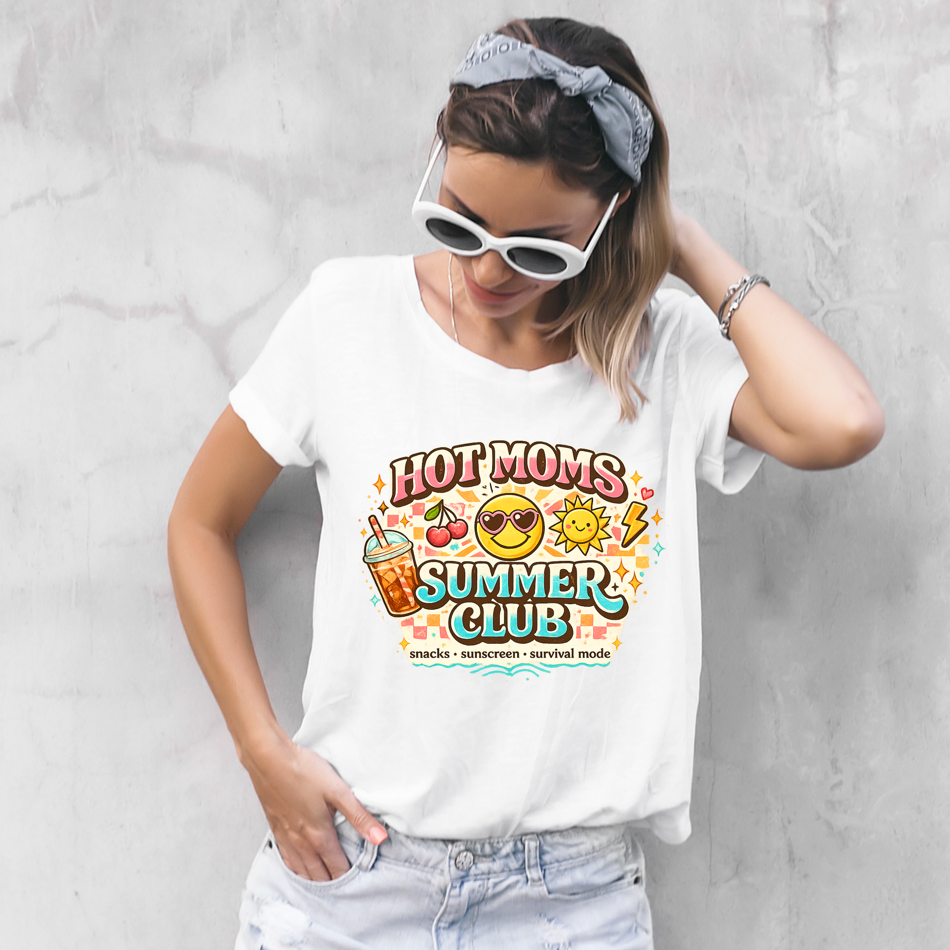 Hot Moms Summer Club Graphic Tee | Funny Summer Mom Shirt | Cute Trendy Mama T-Shirt | Summer Vacation Tee Kendra's Self-Made Originations