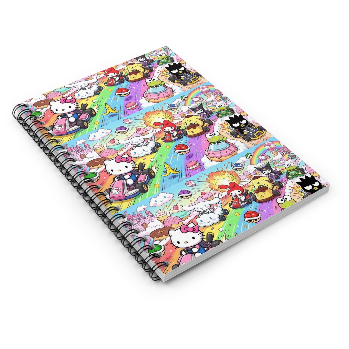 Kawaii Character Rainbow Spiral Notebook – Cute Hello Kitty & Friends Ruled Journal Printify