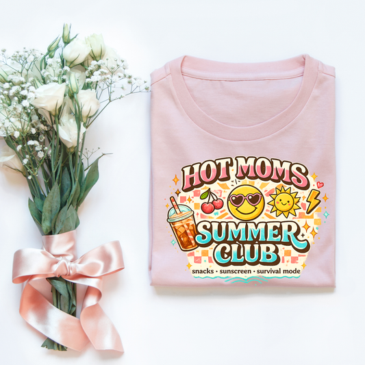 Hot Moms Summer Club Graphic Tee | Funny Summer Mom Shirt | Cute Trendy Mama T-Shirt | Summer Vacation Tee Kendra's Self-Made Originations
