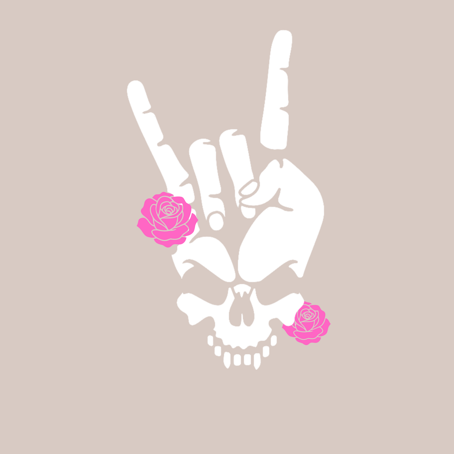 💀🌹 Skull & Roses Rock Hand Car Decal – Edgy Ride Vibes Kendra's Self-Made Originations