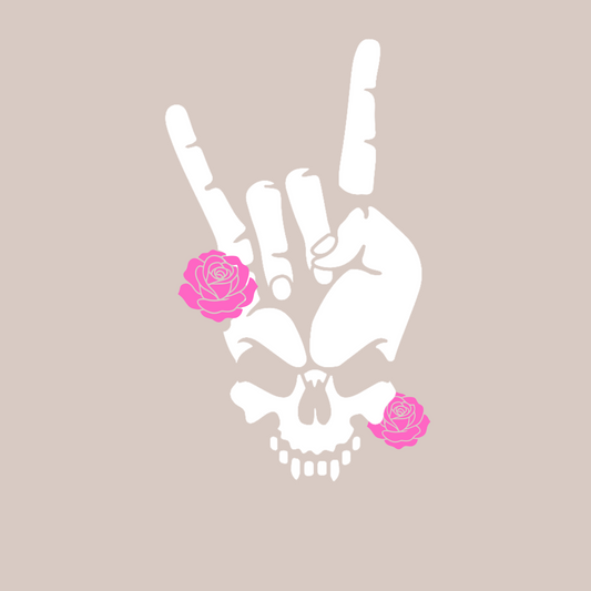 💀🌹 Skull & Roses Rock Hand Car Decal – Edgy Ride Vibes Kendra's Self-Made Originations