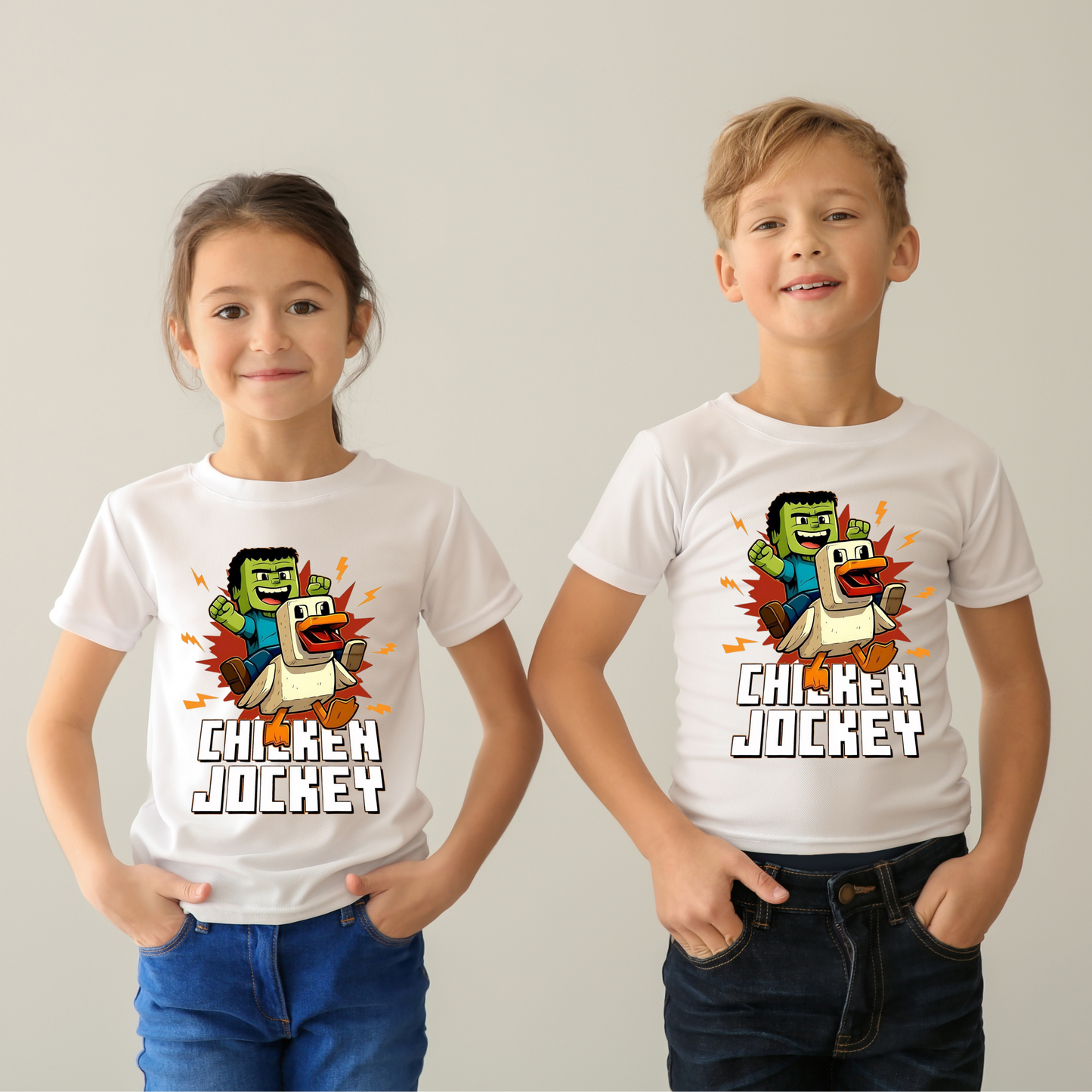 🐔⚡ Chicken Jockey Kids T-Shirt Kendra's Self-Made Originations
