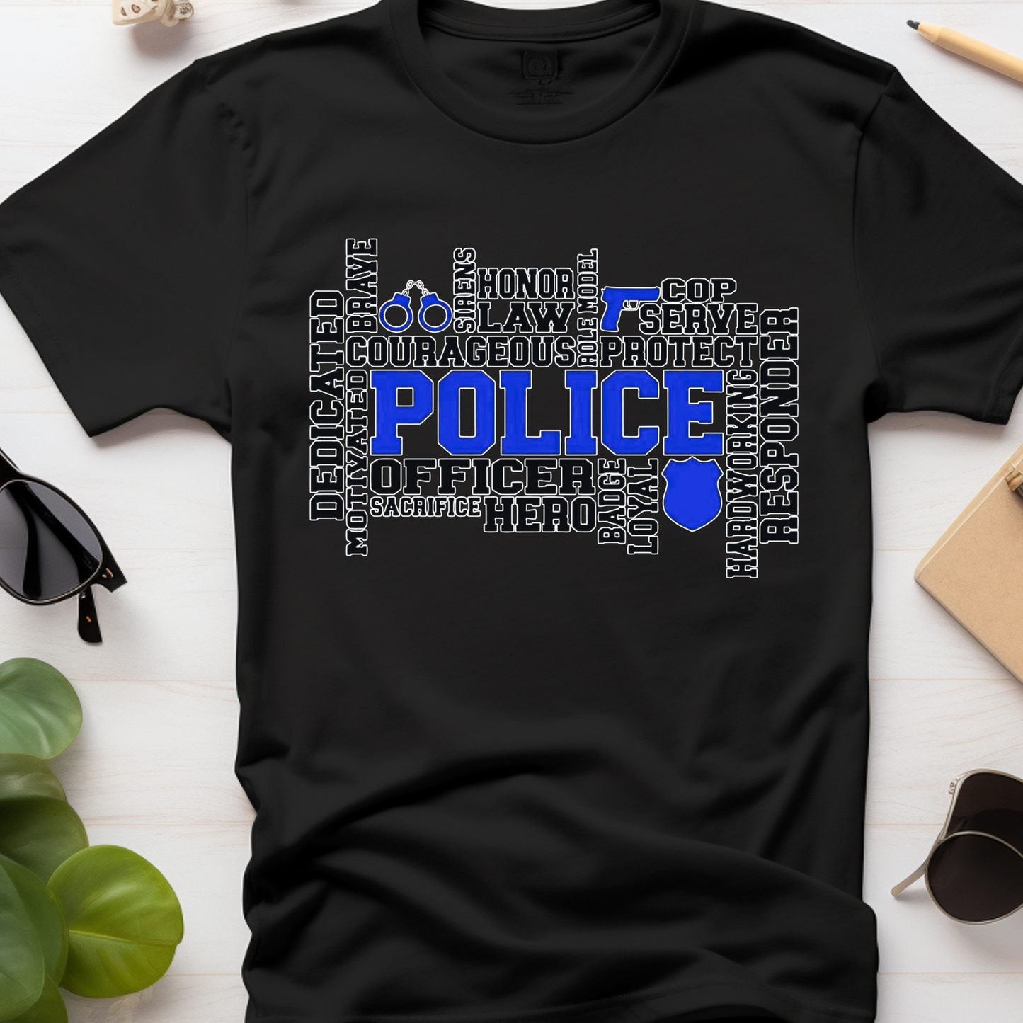 👮 Police Word Art Tee – Heroes Collection Kendra's Self-Made Originations