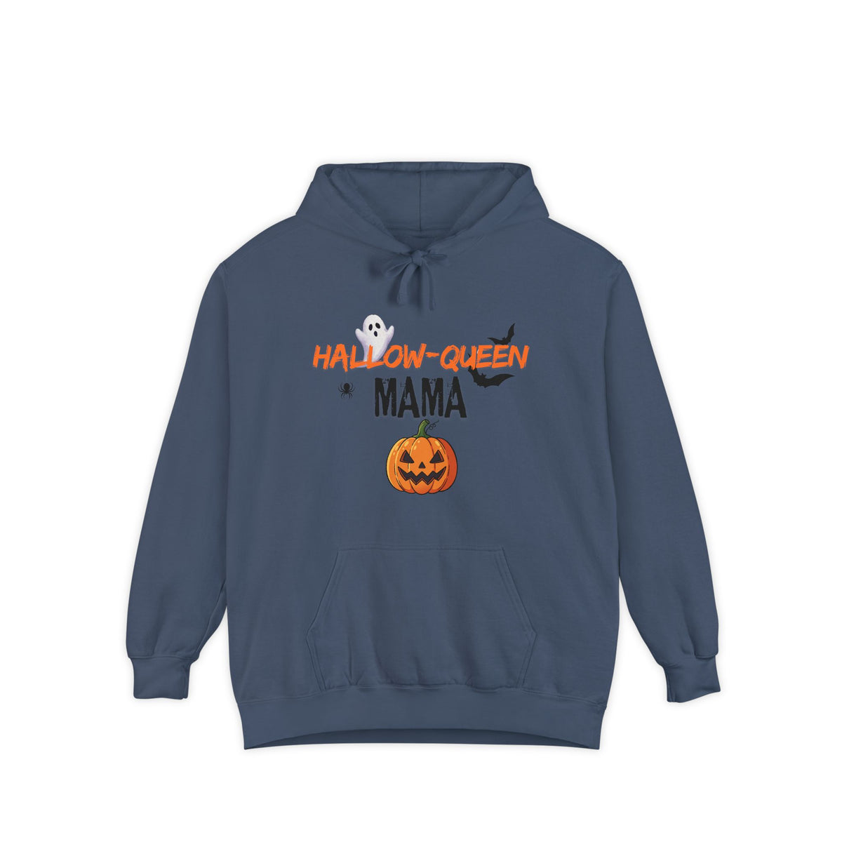 Hallow-Queen Mama Hoodie — Embroidered - Halloween Pumpkin Mom Sweatshirt Printify