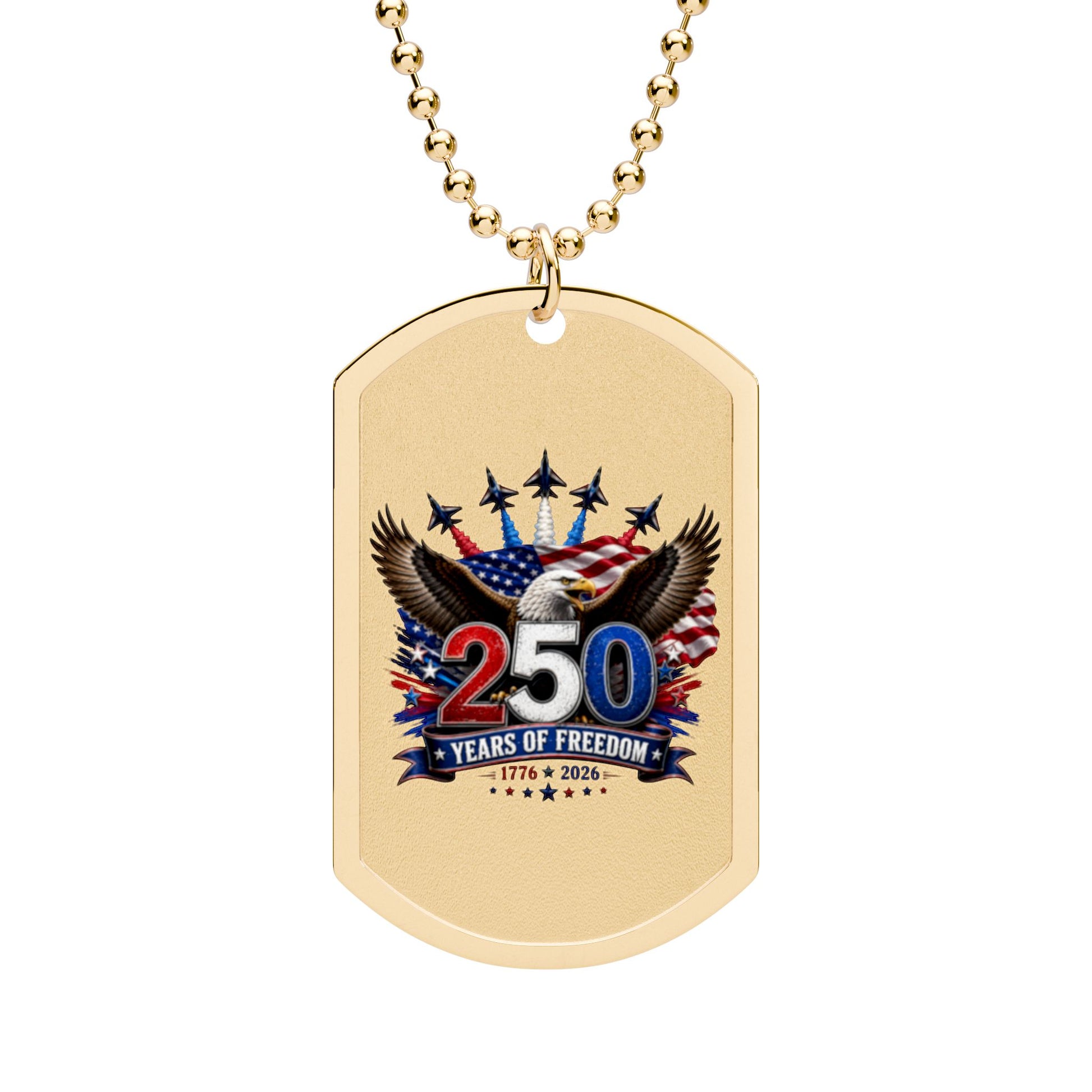 250 Years of Freedom Eagle Dog Tag Necklace — Patriotic Military Tribute Printify