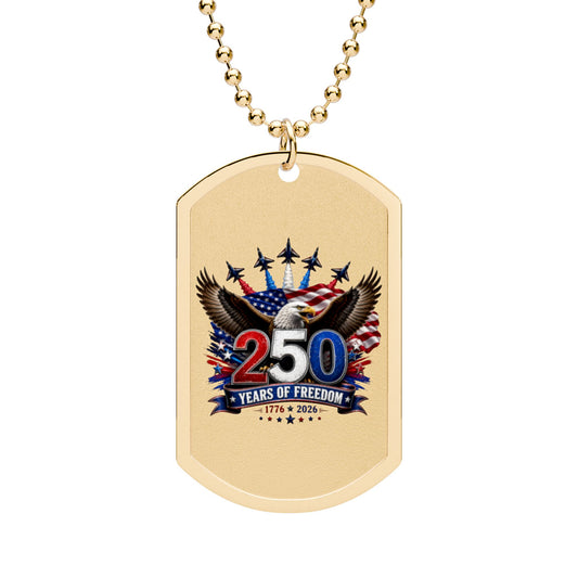250 Years of Freedom Eagle Dog Tag Necklace — Patriotic Military Tribute Printify