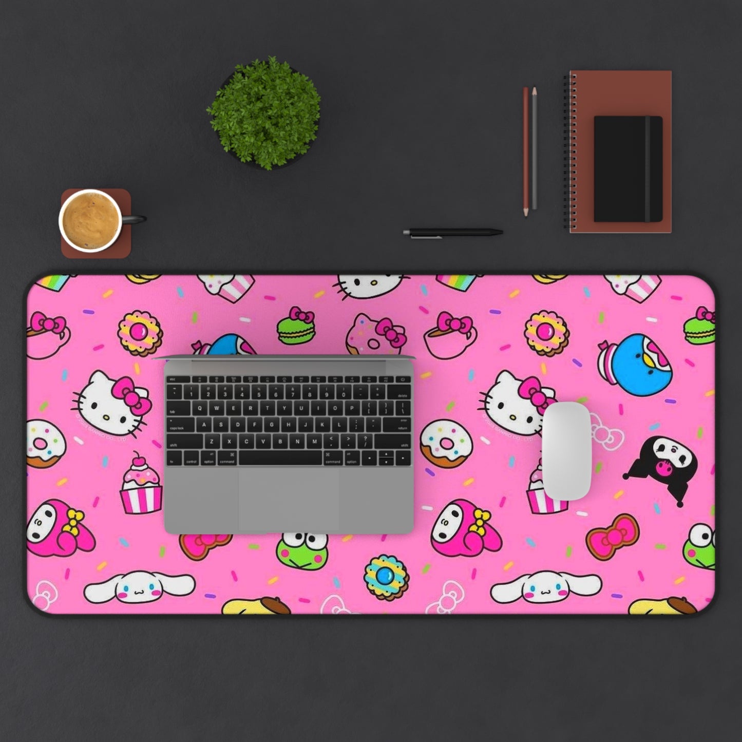 Pink Kawaii Desk Mat — Hello Kitty & Sanrio Characters Pattern Printify