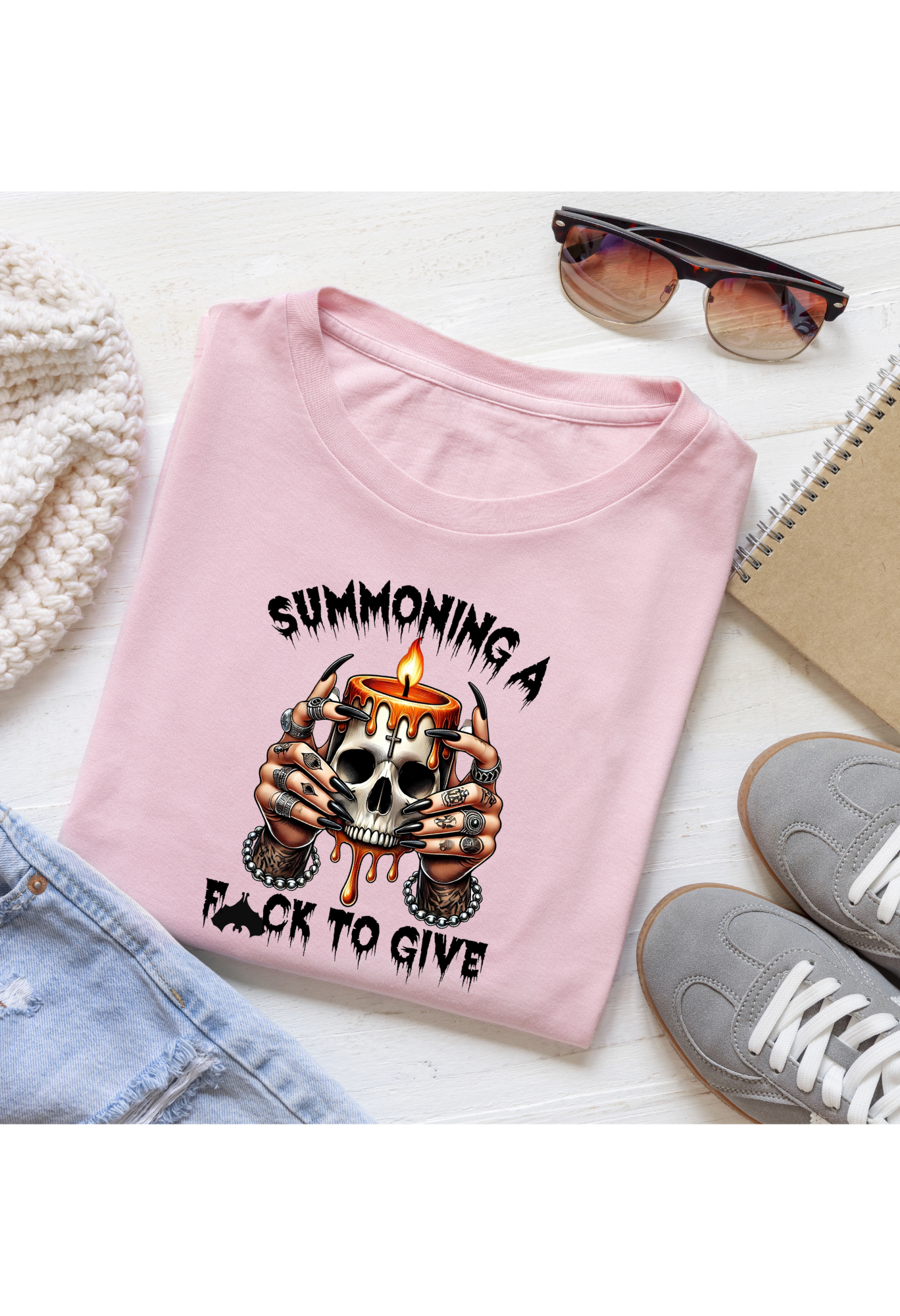 “Summoning a F*ck to Give” Skull Candle Graphic Tee Kendra's Self-Made Originations