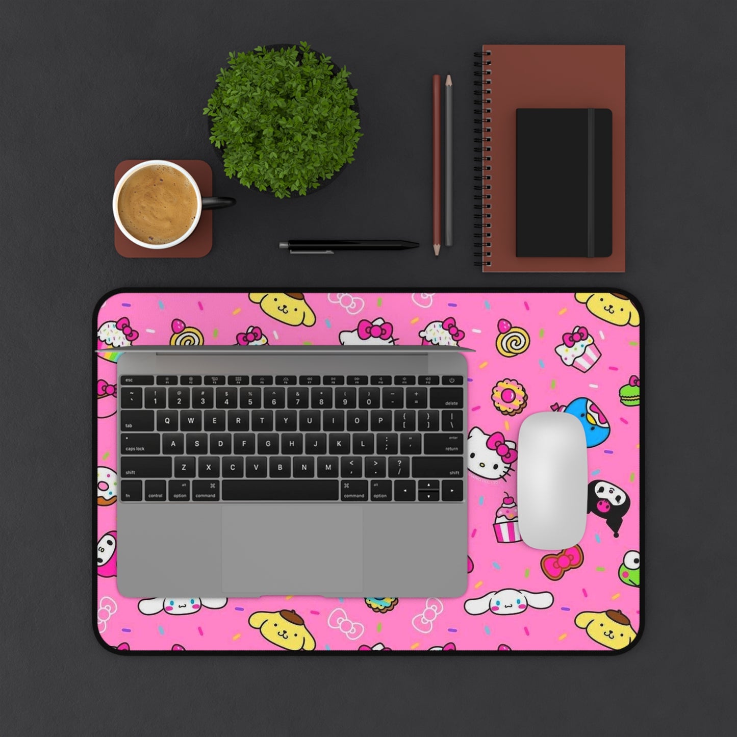 Pink Kawaii Desk Mat — Hello Kitty & Sanrio Characters Pattern Printify