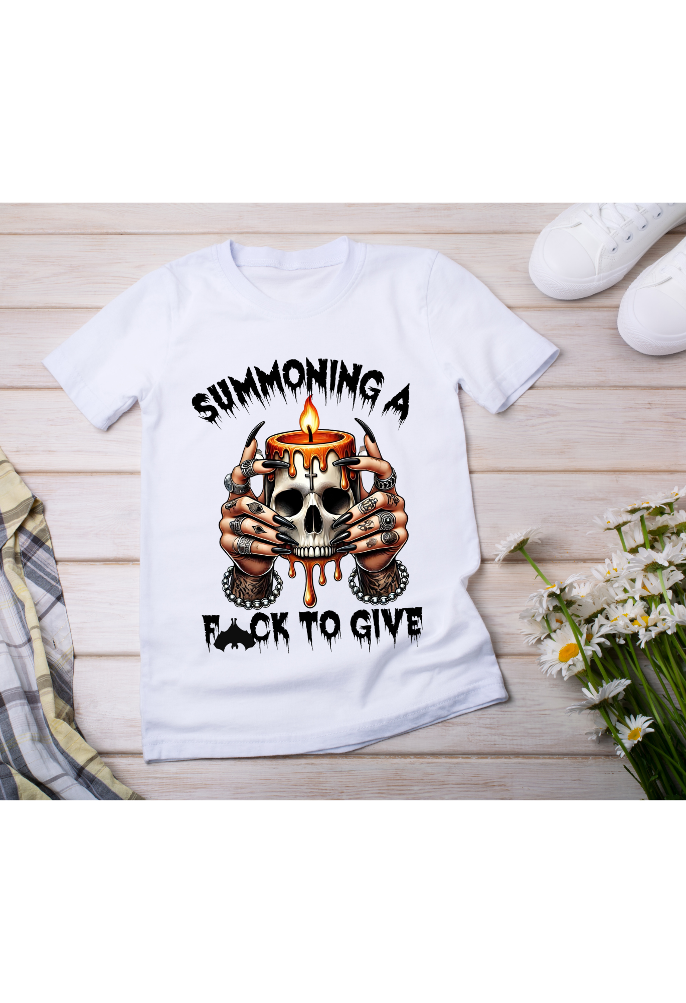 “Summoning a F*ck to Give” Skull Candle Graphic Tee Kendra's Self-Made Originations