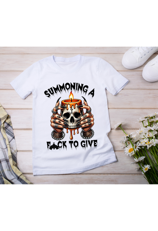 “Summoning a F*ck to Give” Skull Candle Graphic Tee Kendra's Self-Made Originations