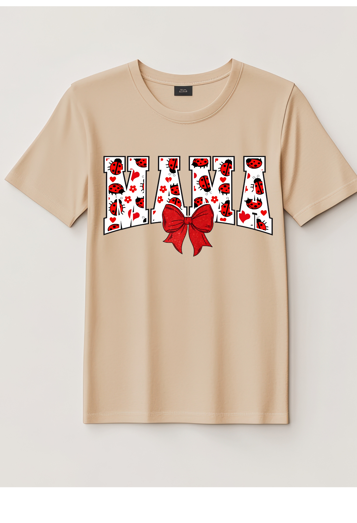 Mama Ladybug Graphic Tee | Cute Mama Shirt with Bow | Trendy Mom T-Shirt | Coquette Mama Aesthetic Tee Kendra's Self-Made Originations