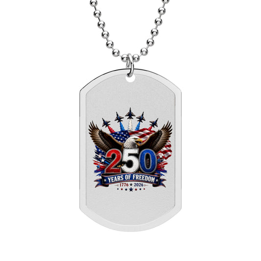 250 Years of Freedom Eagle Dog Tag Necklace — Patriotic Military Tribute Printify