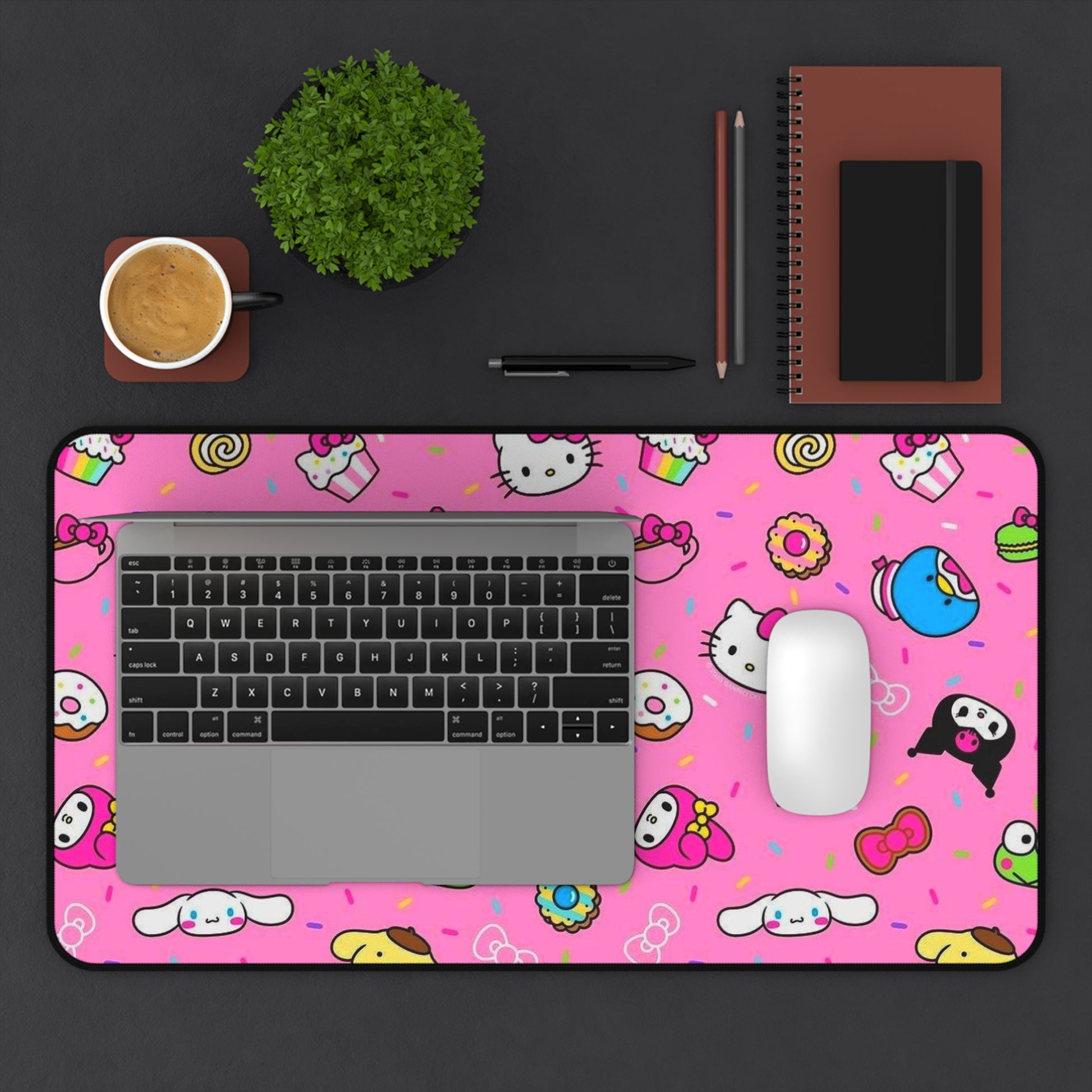 Pink Kawaii Desk Mat — Hello Kitty & Sanrio Characters Pattern Printify