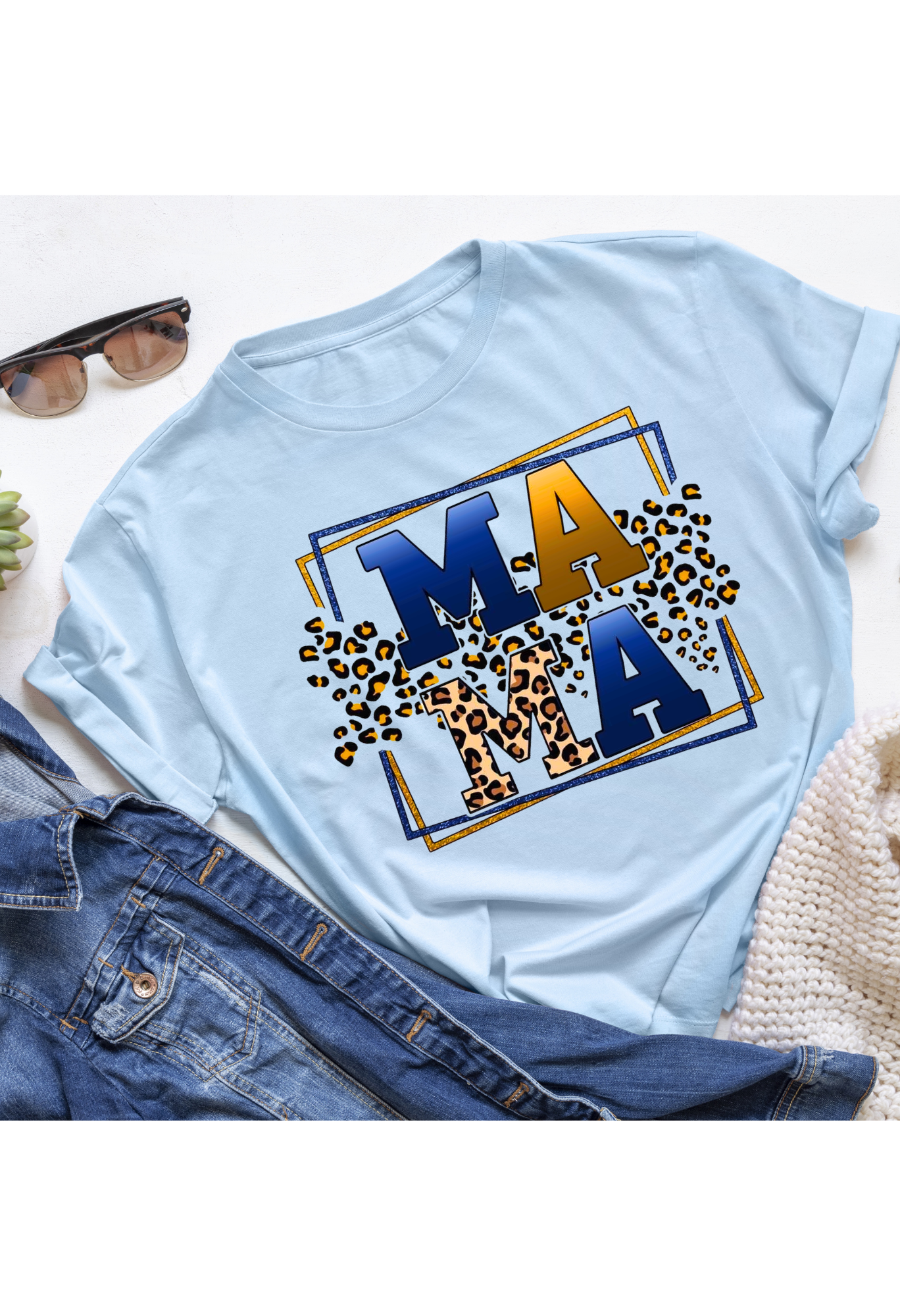 Mama Leopard Graphic Tee | Trendy Varsity Mama Shirt | Bold Mom T-Shirt | Cute Everyday Mom Shirt Kendra's Self-Made Originations