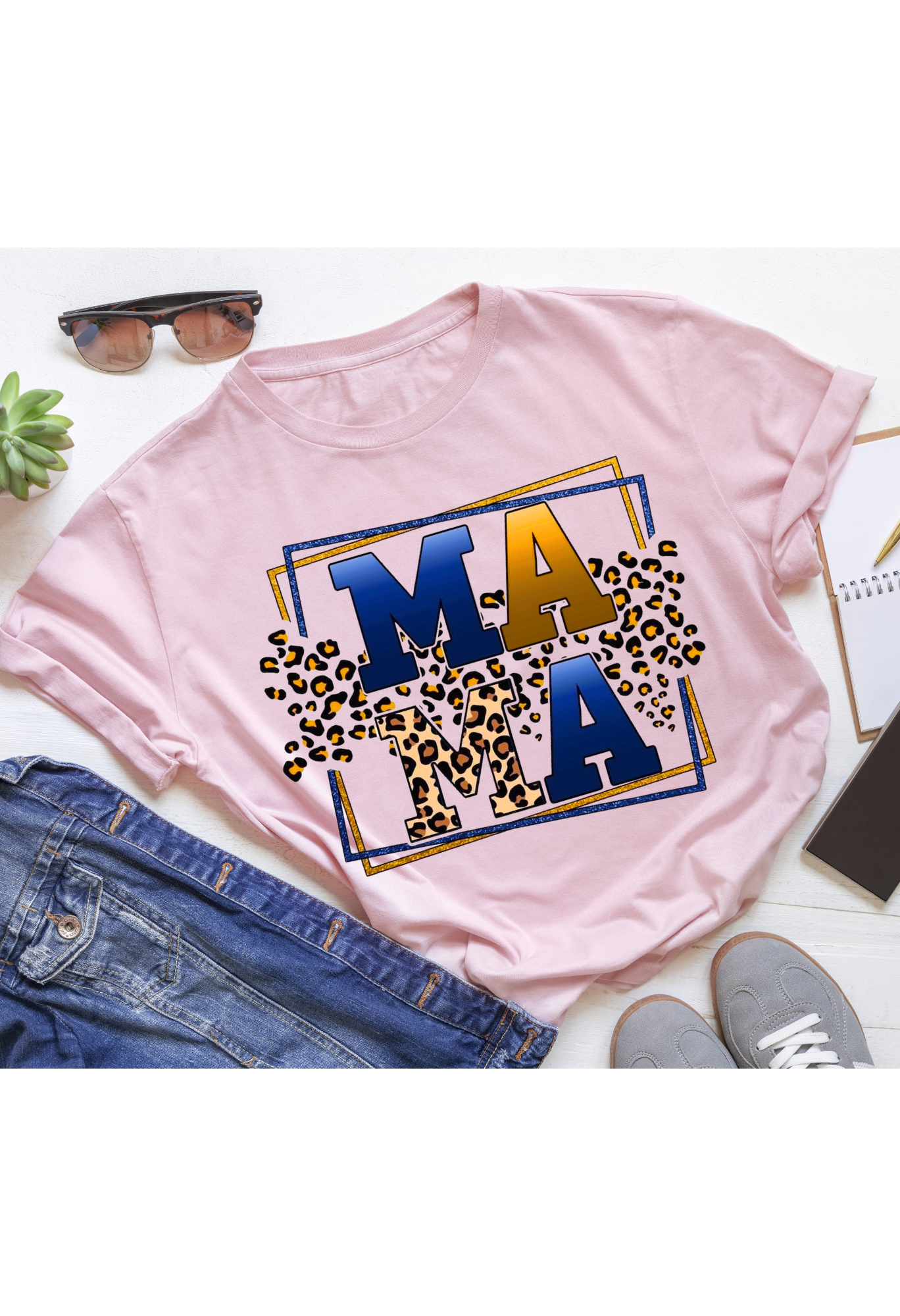 Mama Leopard Graphic Tee | Trendy Varsity Mama Shirt | Bold Mom T-Shirt | Cute Everyday Mom Shirt Kendra's Self-Made Originations