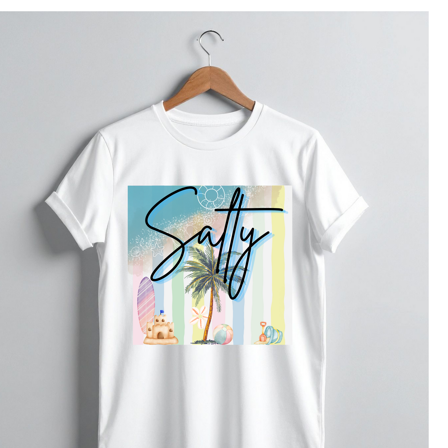 Salty Beach Graphic Tee | Cute Summer Vacation Shirt | Tropical Palm Tree T-Shirt | Beachy Aesthetic Women’s Tee Kendra's Self-Made Originations