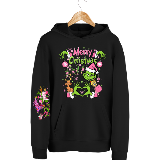 💚🎄 Merry Christmas Grinch Crewneck & Hoodie – Pink & Green Edition Kendra's Self-Made Originations