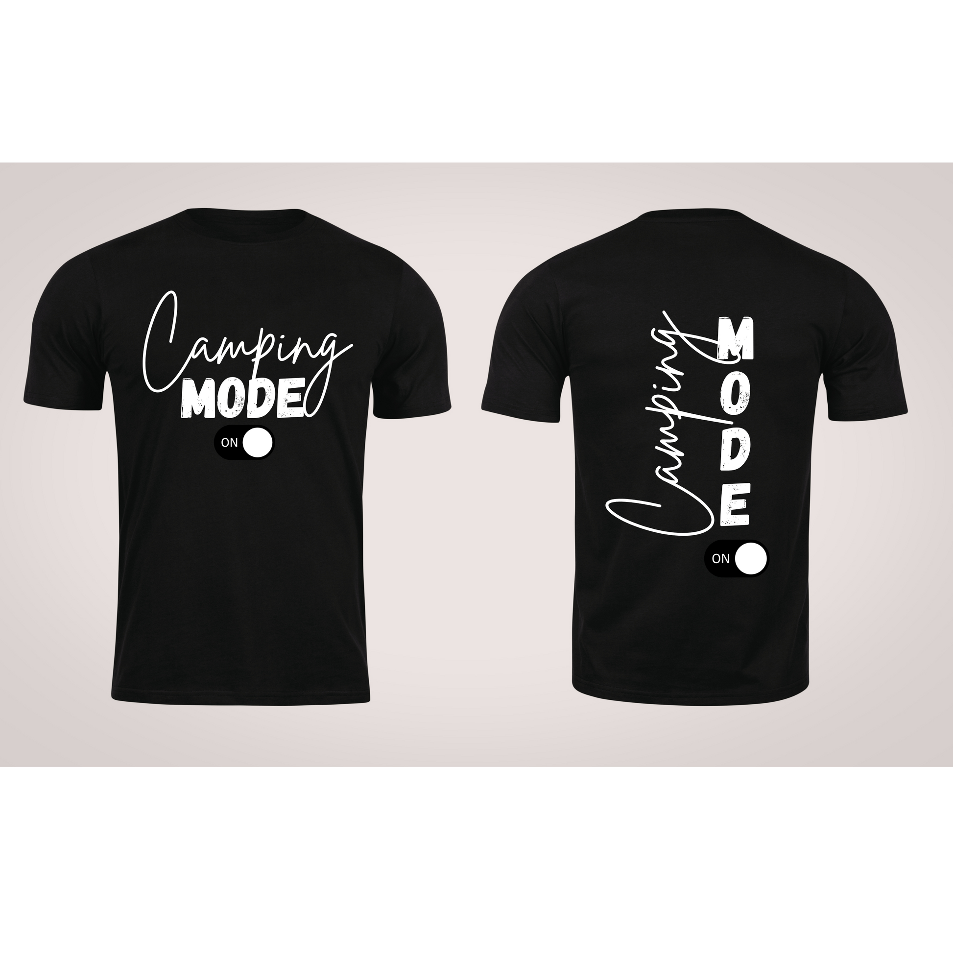 Camping Mode ON Shirt | Funny Camping Graphic Tee | Front and Back Camping Shirt | RV Campfire Vacation Tee Kendra's Self-Made Originations