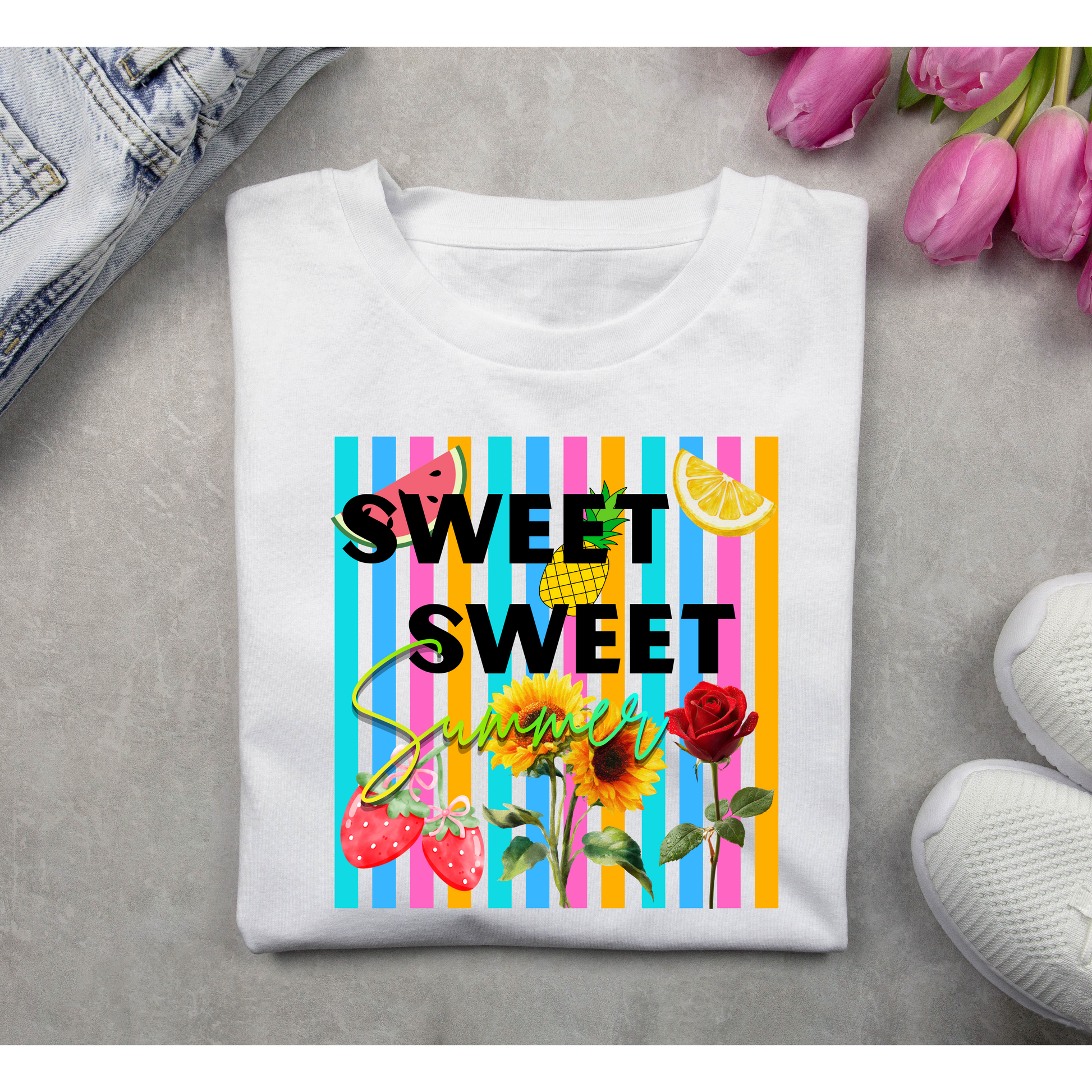 Sweet Sweet Summer Graphic Tee | Colorful Summer Shirt | Fruity Floral Sunshine T-Shirt | Cute Bright Summer Boutique Tee Kendra's Self-Made Originations