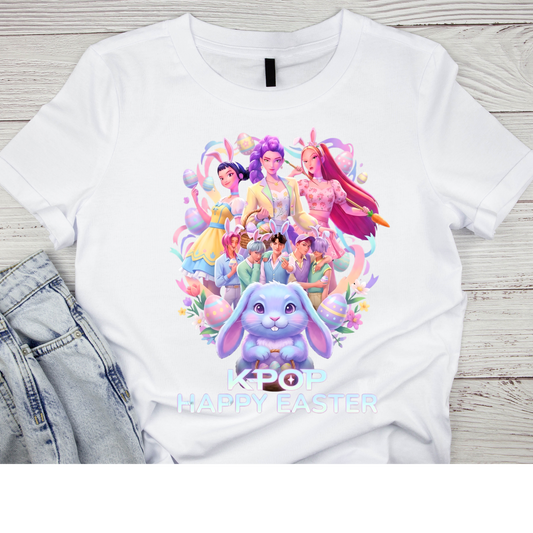 K-Pop Happy Easter Graphic Tee – Pastel Bunny Edition Kendra's Self-Made Originations