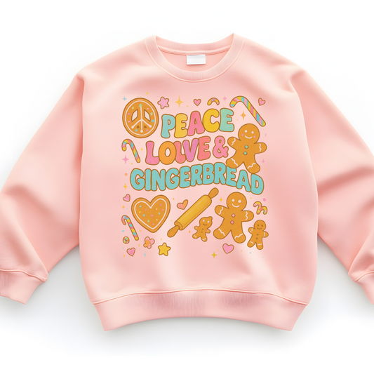 🍪 Peace, Love & Gingerbread Crewneck – Retro Christmas Sweatshirt Kendra's Self-Made Originations