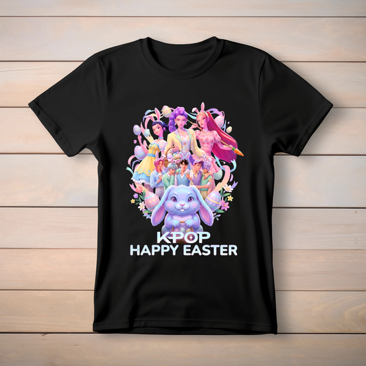 K-Pop Happy Easter Graphic Tee – Pastel Bunny Edition Kendra's Self-Made Originations