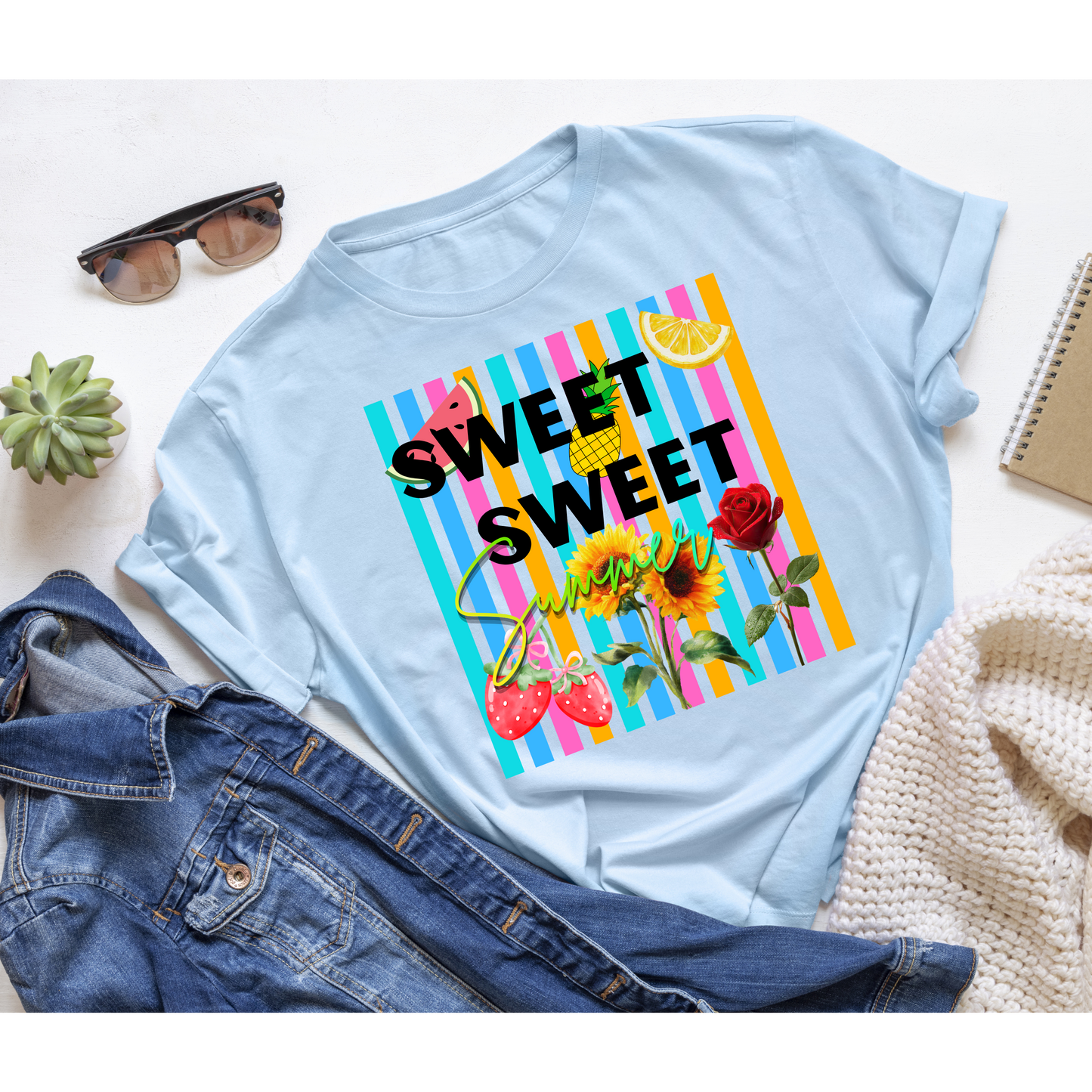Sweet Sweet Summer Graphic Tee | Colorful Summer Shirt | Fruity Floral Sunshine T-Shirt | Cute Bright Summer Boutique Tee Kendra's Self-Made Originations