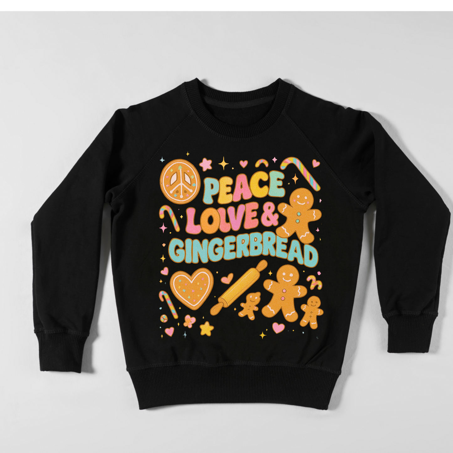 🍪 Peace, Love & Gingerbread Crewneck – Retro Christmas Sweatshirt Kendra's Self-Made Originations