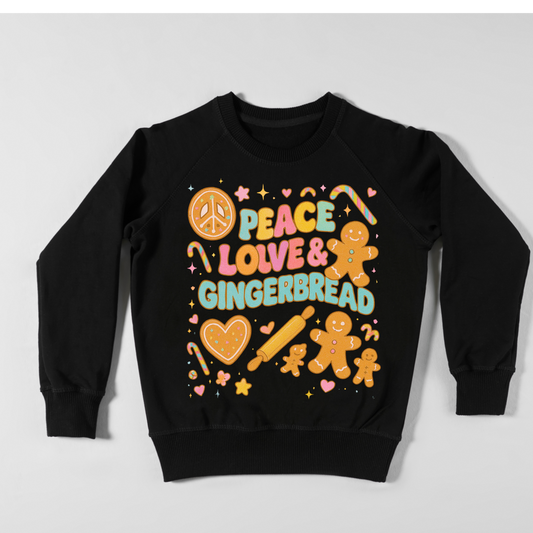 🍪 Peace, Love & Gingerbread Crewneck – Retro Christmas Sweatshirt Kendra's Self-Made Originations