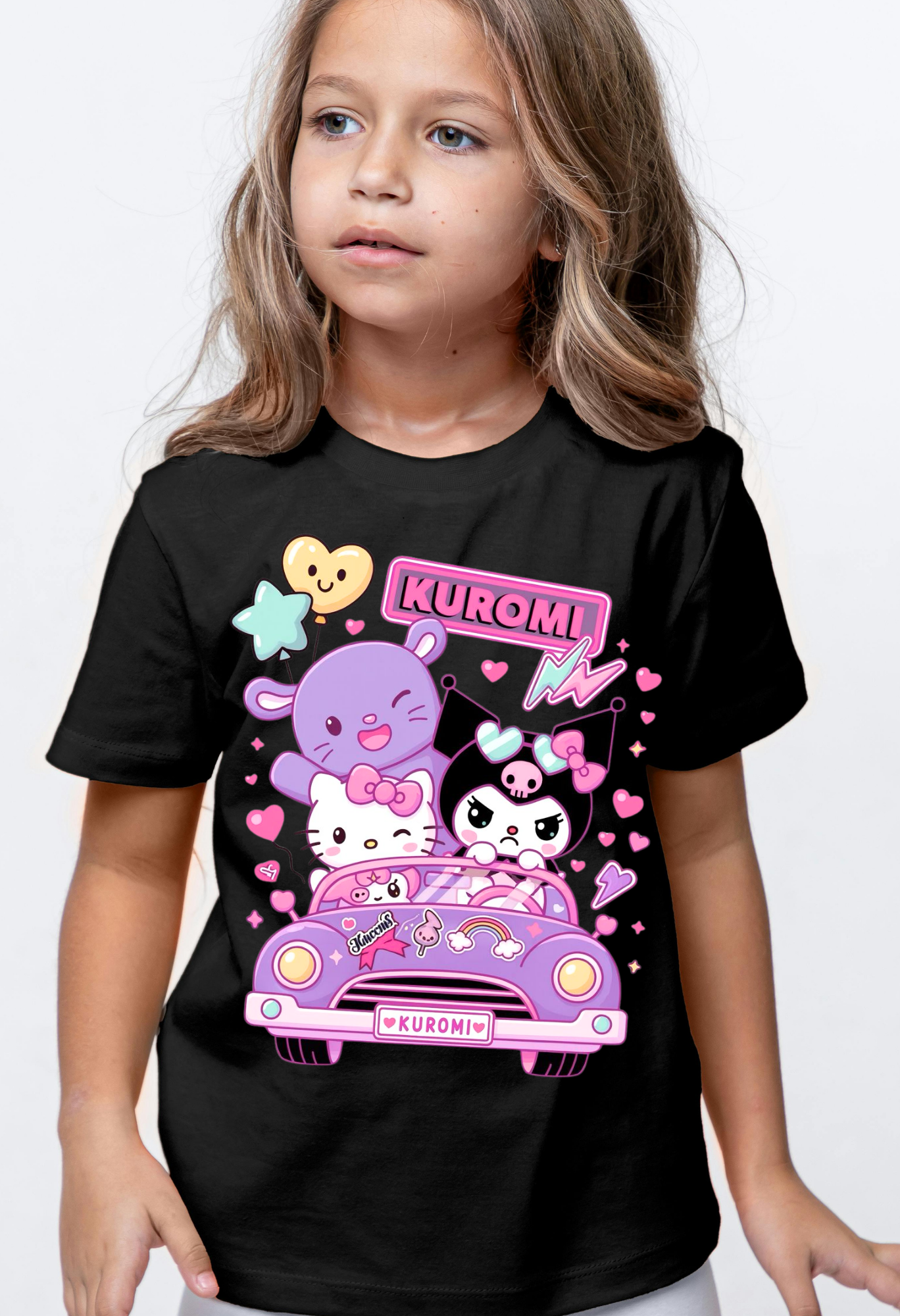 Kuromi & Friends Kawaii Car Graphic Tee Kendra's Self-Made Originations