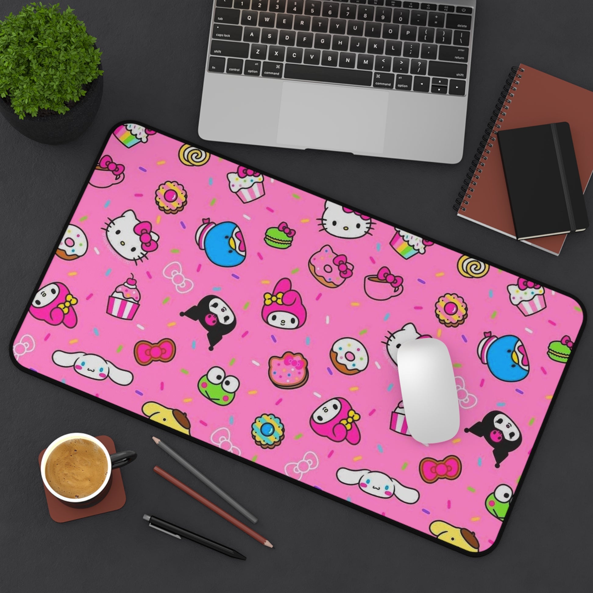 Pink Kawaii Desk Mat — Hello Kitty & Sanrio Characters Pattern Printify