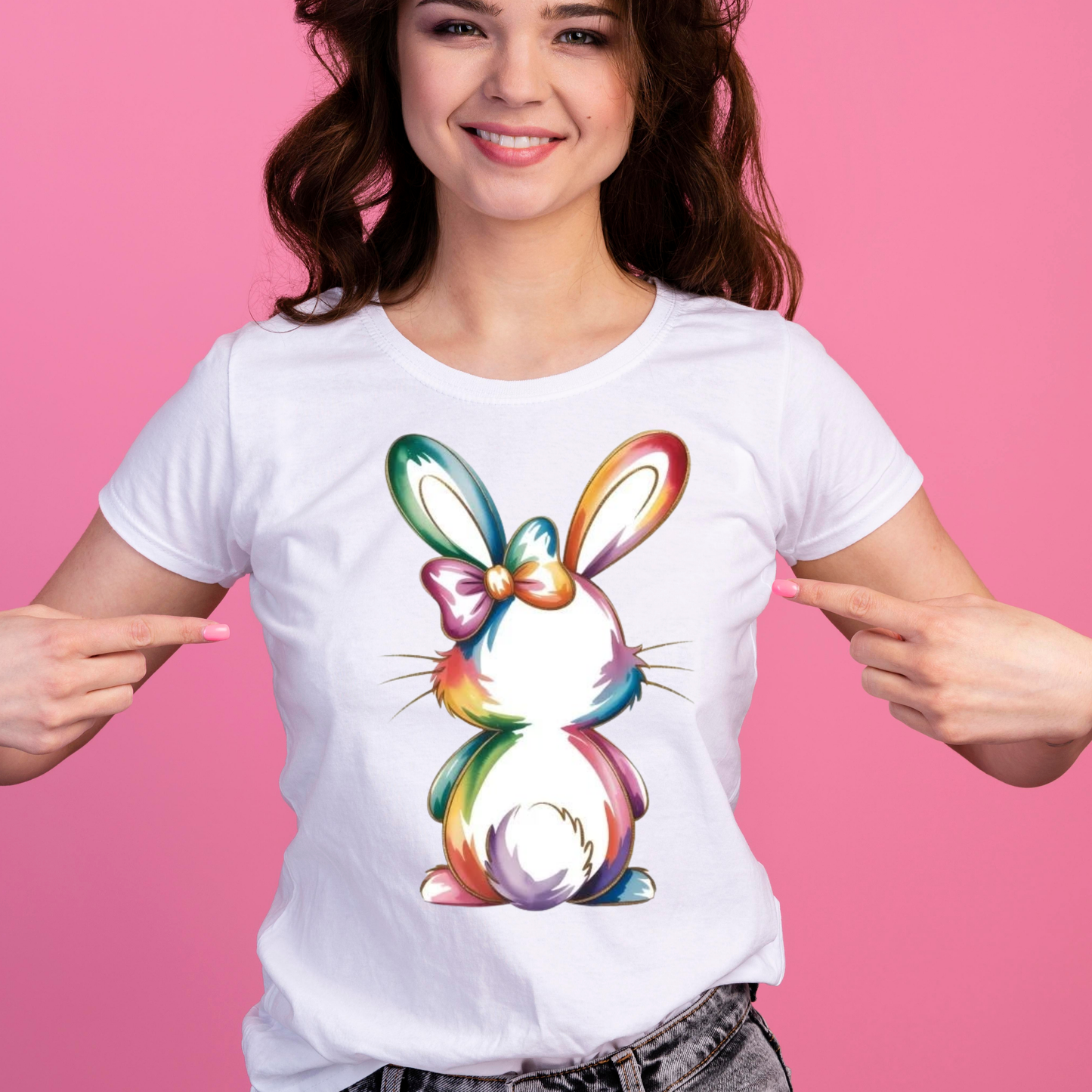 Colorful Easter Bunny Shirt | Cute Bunny Graphic Tee Kendra's Self-Made Originations