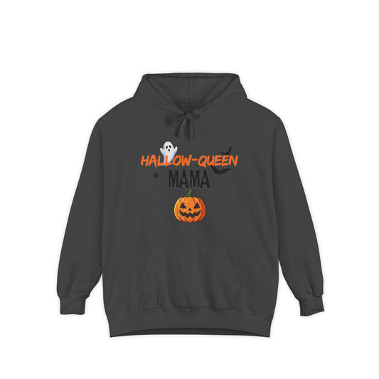 Hallow-Queen Mama Hoodie — Embroidered - Halloween Pumpkin Mom Sweatshirt Printify